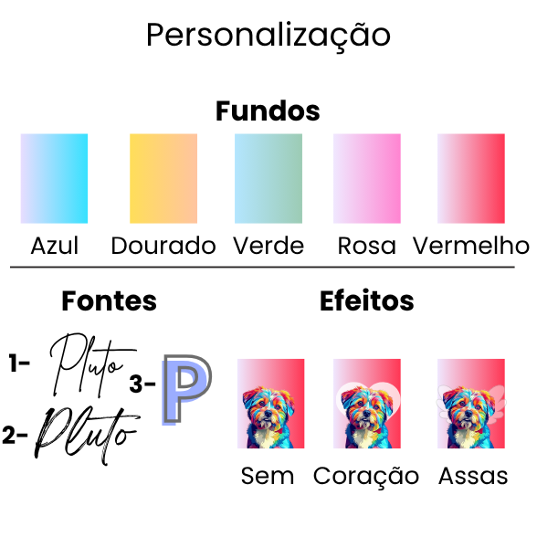 Arte Digital Pet Personalizada Colorida